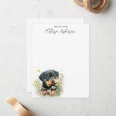 Rottweiler Dog Cute Puppy Waterverf Aangepast Notitiekaartje (Voorkant / Achterkant in situ)