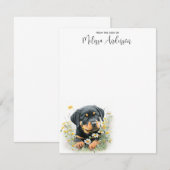 Rottweiler Dog Cute Puppy Waterverf Aangepast Notitiekaartje (Voorkant / Achterkant)