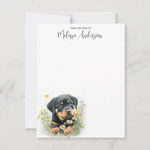 Rottweiler Dog Cute Puppy Waterverf Aangepast Notitiekaartje