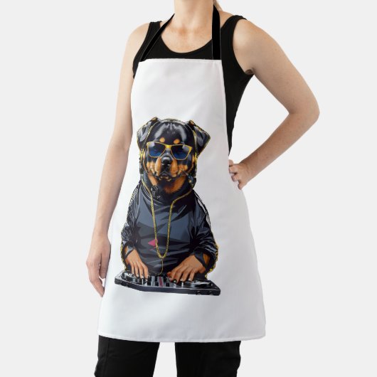 rottweiler Dog DJ met draaitafels en hoofdtelefoon Schort (Insitu)