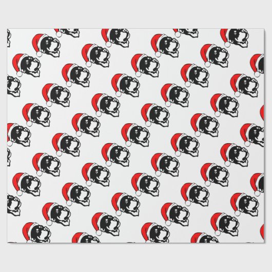 Rottweiler Dog draagt een rode kerstkerstkerstkers Cadeaupapier (Vlak)