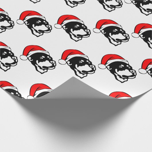 Rottweiler Dog draagt een rode kerstkerstkerstkers Cadeaupapier (Hoek)