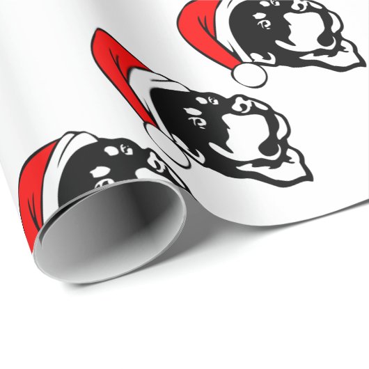 Rottweiler Dog draagt een rode kerstkerstkerstkers Cadeaupapier (Rol Hoek)