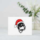 Rottweiler Dog draagt een rode kerstkerstkerstkers Feestdagenkaart (Staand voorkant)
