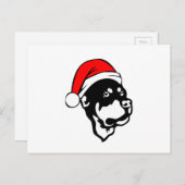 Rottweiler Dog draagt een rode kerstkerstkerstkers Feestdagenkaart (Voorkant / Achterkant)