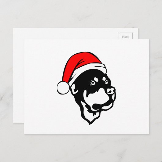 Rottweiler Dog draagt een rode kerstkerstkerstkers Feestdagenkaart (Voorkant / Achterkant)