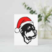 Rottweiler Dog draagt een rode kerstkerstkerstkers Feestdagenkaart (Staand voorkant)