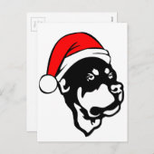 Rottweiler Dog draagt een rode kerstkerstkerstkers Feestdagenkaart (Voorkant / Achterkant)