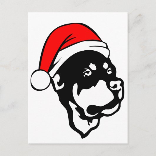 Rottweiler Dog draagt een rode kerstkerstkerstkers Feestdagenkaart (Voorkant)