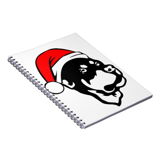 Rottweiler Dog draagt een rode kerstkerstkerstkers Notitieboek (Rechterzijde)