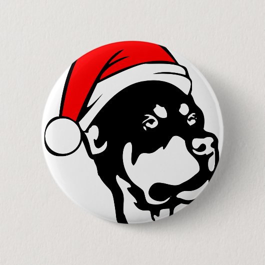 Rottweiler Dog draagt een rode kerstkerstkerstkers Ronde Button 5,7 Cm (Voorkant)