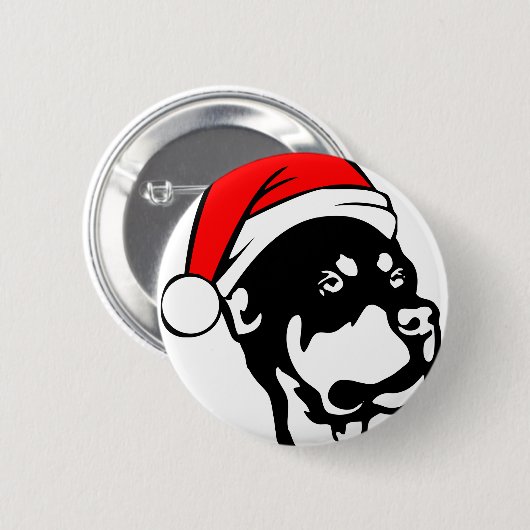 Rottweiler Dog draagt een rode kerstkerstkerstkers Ronde Button 5,7 Cm (Voorkant /achterkant)