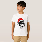 Rottweiler Dog draagt een rode kerstkerstkerstkers T-shirt (Voorkant volledig)