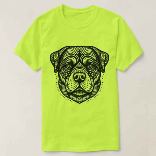 Rottweiler Dog Face - Black Line Art T-shirt (Design voorkant)