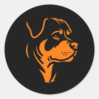 Rottweiler Dog Face – Bold Line Art Ronde Sticker