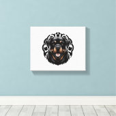 Rottweiler Dog Face Canvas Afdruk (Insitu (Houten vloer))