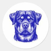 Rottweiler Dog Face - Line Art Ronde Sticker (Voorkant)
