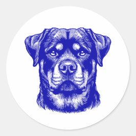 Rottweiler Dog Face - Line Art Ronde Sticker