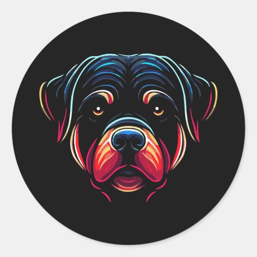 Rottweiler Dog Face Ronde Sticker (Voorkant)