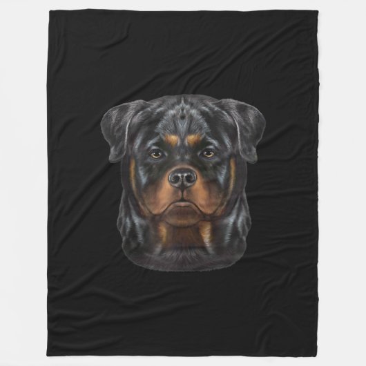 Rottweiler Dog Face Zip Hoodie Fleece Deken (Voorkant)