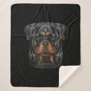 Rottweiler Dog Face Zip Hoodie Sherpa Deken
