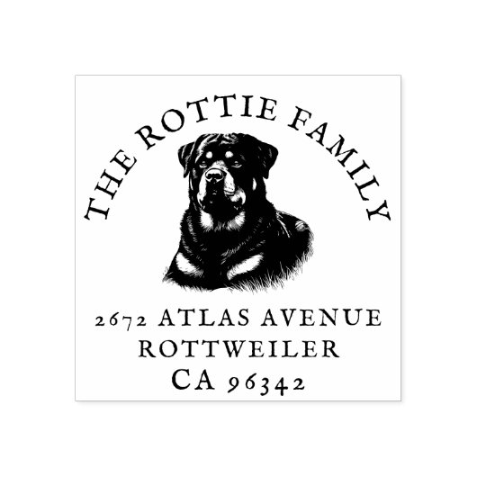 Rottweiler Dog Familienaam Retouradres Rubberstempel (Afrduk)
