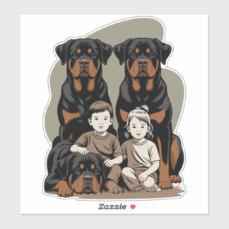 Rottweiler Dog, Family Protection Sticker