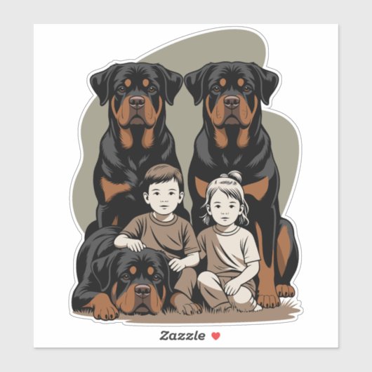 Rottweiler Dog, Family Protection Sticker (Vel)