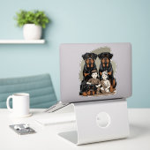 Rottweiler Dog, Family Protection Sticker (Laptop op bureau)