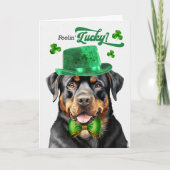 Rottweiler Dog Feelin' Lucky St Patrick's Day Feestdagen Kaart (Voorkant)