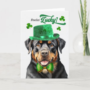 Rottweiler Dog Feelin' Lucky St Patrick's Day Feestdagen Kaart
