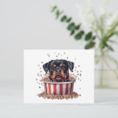 Rottweiler Dog Film Popcorn Bucket Briefkaart (Staand voorkant)