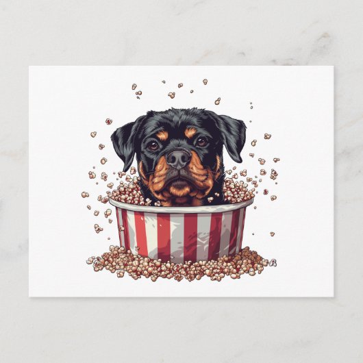 Rottweiler Dog Film Popcorn Bucket Briefkaart (Voorkant)