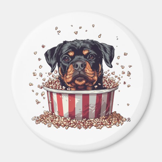 Rottweiler Dog Film Popcorn Bucket Magneet (Voorkant)