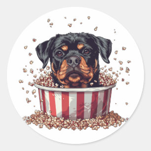 Rottweiler Dog Film Popcorn Bucket Ronde Sticker