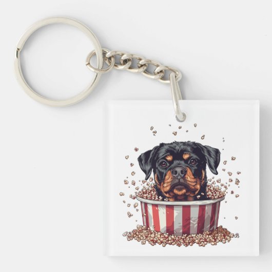 Rottweiler Dog Film Popcorn Bucket Sleutelhanger (Voorkant)