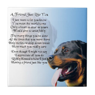 Rottweiler Dog - Friend Poem Tile Tegeltje