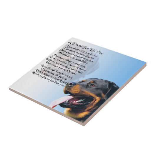 Rottweiler Dog - Friend Poem Tile Tegeltje (Zijkant)
