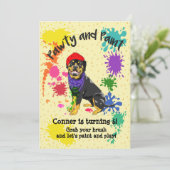 Rottweiler Dog Fun Art Verjaardagsfeest Uitnodigin Kaart (Staand voorkant)