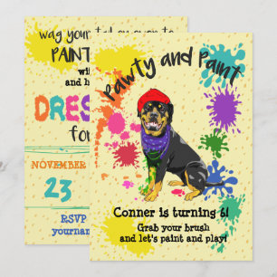 Rottweiler Dog Fun Art Verjaardagsfeest Uitnodigin Kaart