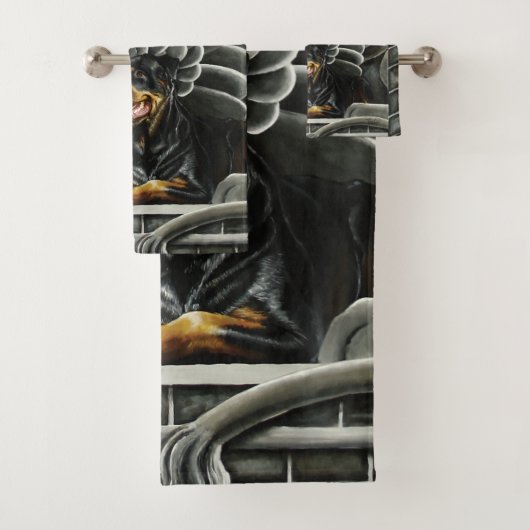 Rottweiler Dog Gargoyle Fantasy Bad Handdoek (Insitu)