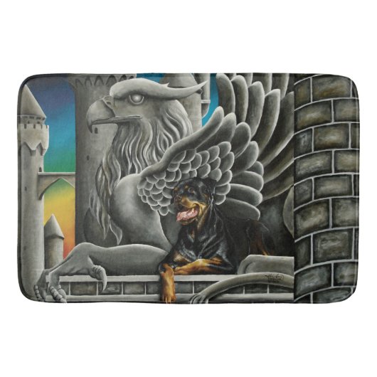 Rottweiler Dog Gargoyle Fantasy Badmat (Voorkant)