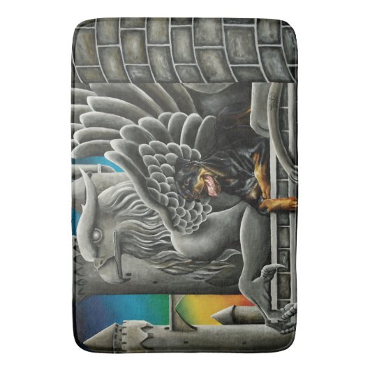 Rottweiler Dog Gargoyle Fantasy Badmat (Voorkant Verticaal)