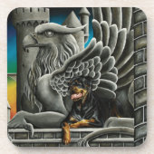 Rottweiler Dog Gargoyle Fantasy Bier Onderzetter (Voorkant)