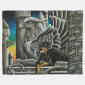 Rottweiler Dog Gargoyle Fantasy Fleece Deken (Voorkant (Horizontaal))