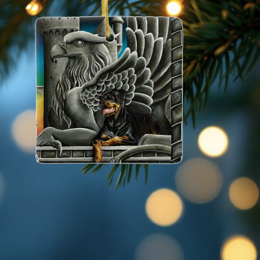 Rottweiler Dog Gargoyle Fantasy Keramisch Ornament