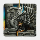 Rottweiler Dog Gargoyle Fantasy Keramisch Ornament (Achterkant)