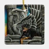 Rottweiler Dog Gargoyle Fantasy Keramisch Ornament (Voorkant)