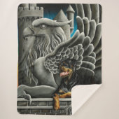 Rottweiler Dog Gargoyle Fantasy Sherpa Deken (Voorkant)