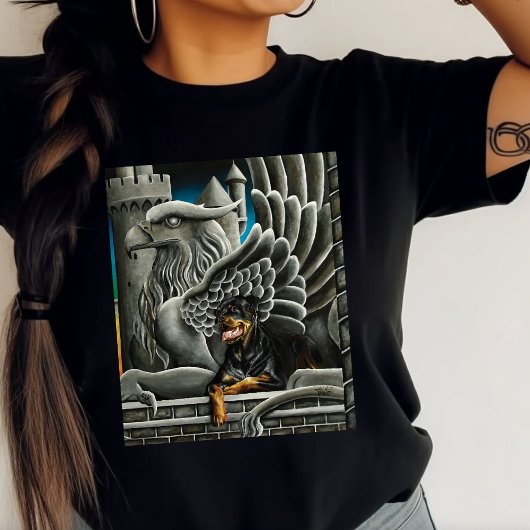 Rottweiler Dog Gargoyle Fantasy T-shirt